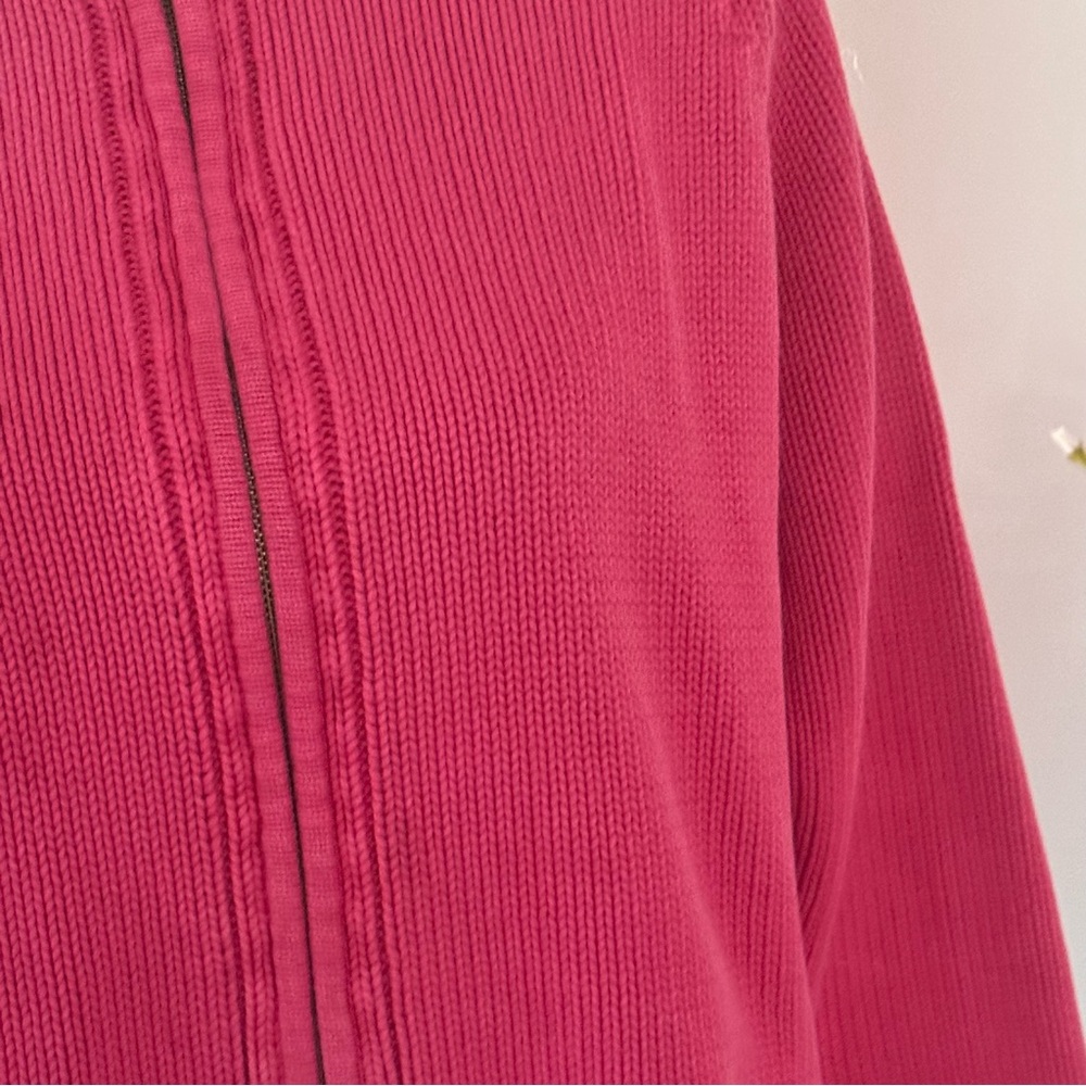 Lands’ End cotton Full Zip Sweater pink size large - Picture 6 of 8